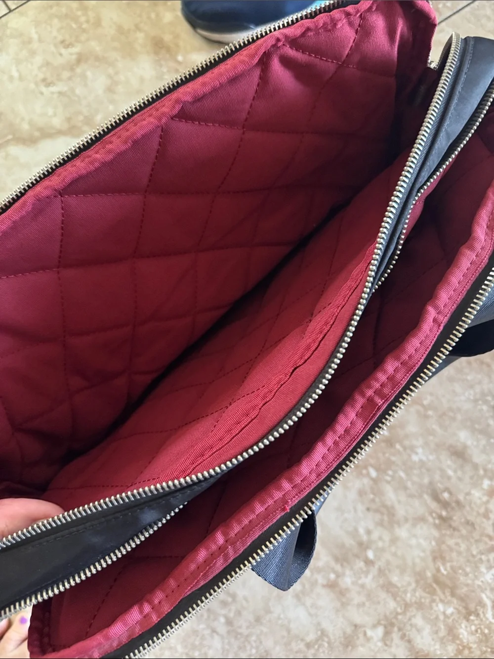 Black Quilted‎ Laptop Messenger Bag by PT